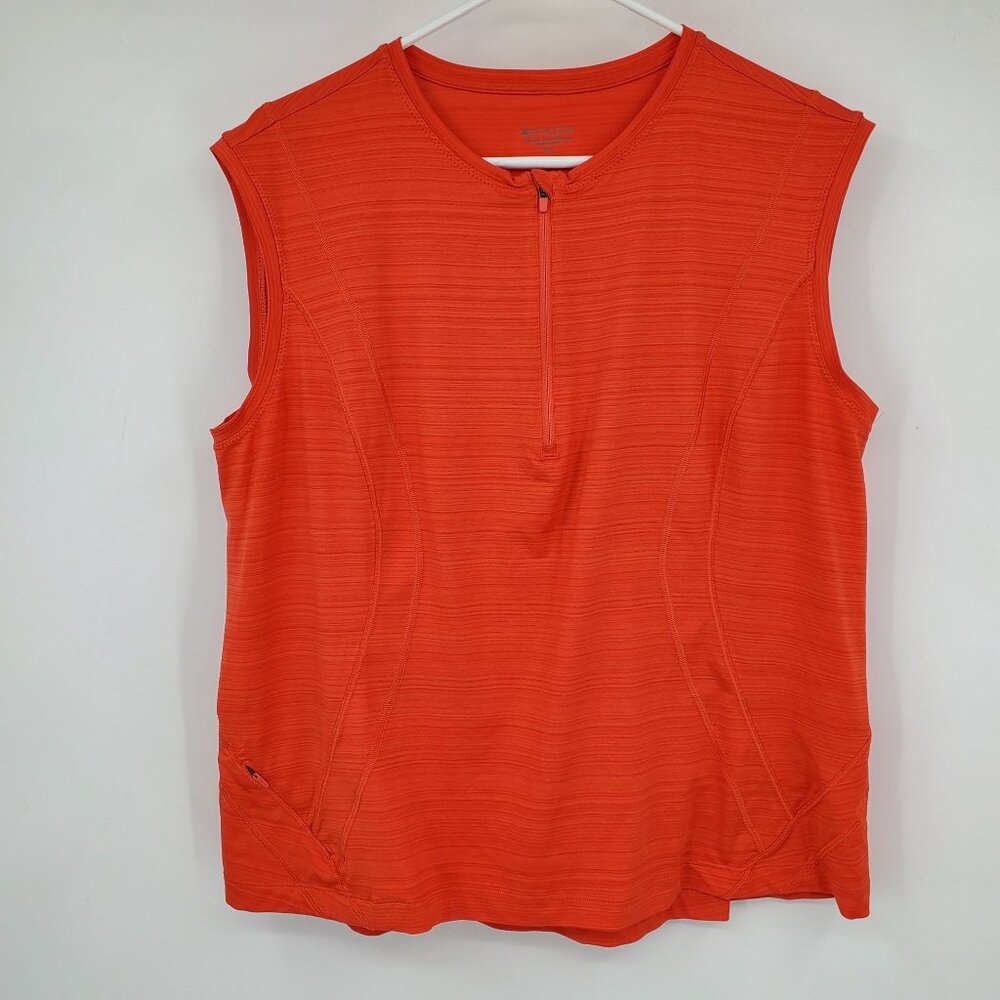 Athleta Bright Orange Pacifica Illume UPF Sleeveless 1/4 Zip Fitted Tank Size 1X